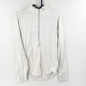✅ Athleta White Tech Half‎ Zip Style Athletic Pullover Jacket Thumbholes MEDIUM